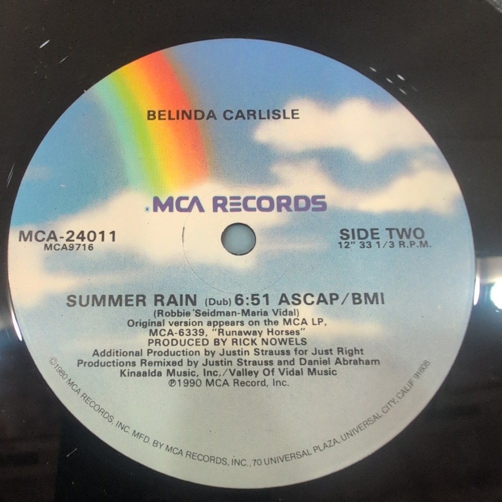 Belinda Carlisle Summer Rain Extended Version 12 Inch Vinyl Single 1990 MCA-2401 - Picture 7 of 7